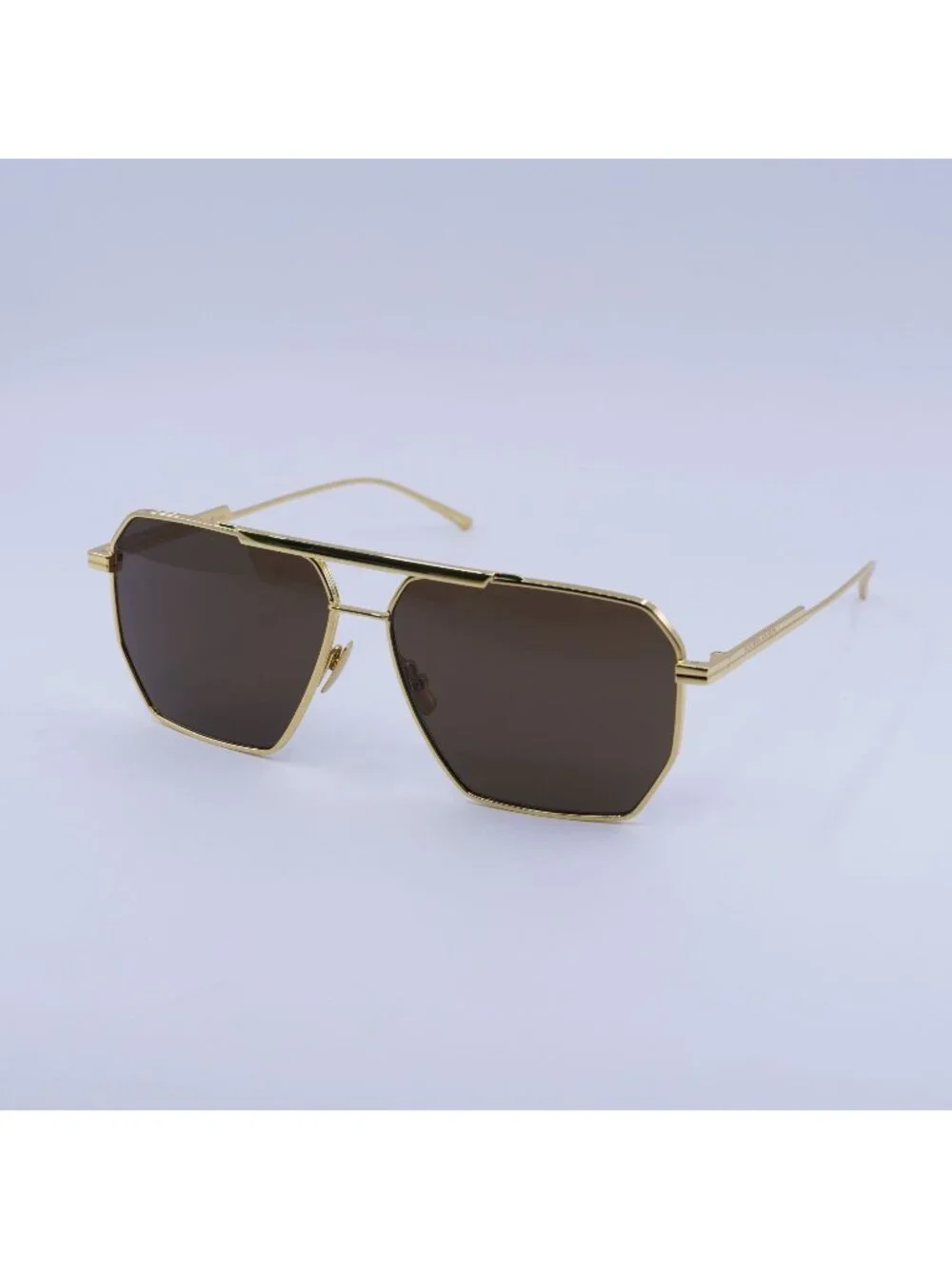 Bottega Veneta BV1012S 003 Sunglasses Gold Aviator Frame, Brown Lenses